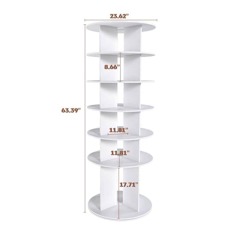 Rotating Shoe Rack Tower, 6-Tier Spinning Shoe Rack, Free Standing 360° Revolving Shoe Organizer, High Bottom Design