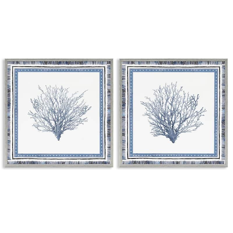 Stupell Maritime Coral Tendrils Framed Giclee Art Design By Lanie Loreth (Set of 2) - 24 x 24 - Grey