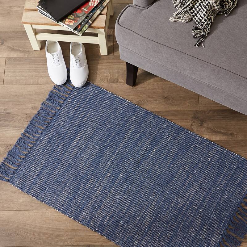 DII Gray and Off White 2-Tone Ribbed Rug 2x3 Ft - 24.0 In. L X 36.0 In. W X 0.2 In. H