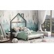 preview thumbnail 10 of 8, Full Size Wooden Platform Bed with House-Shaped Headboard and Solid Pine Construction