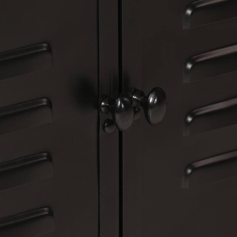 vidaXL Bathroom Sink Cabinet Black and Natural Mango Wood - 13.8 x 21.7 x 23.6 in