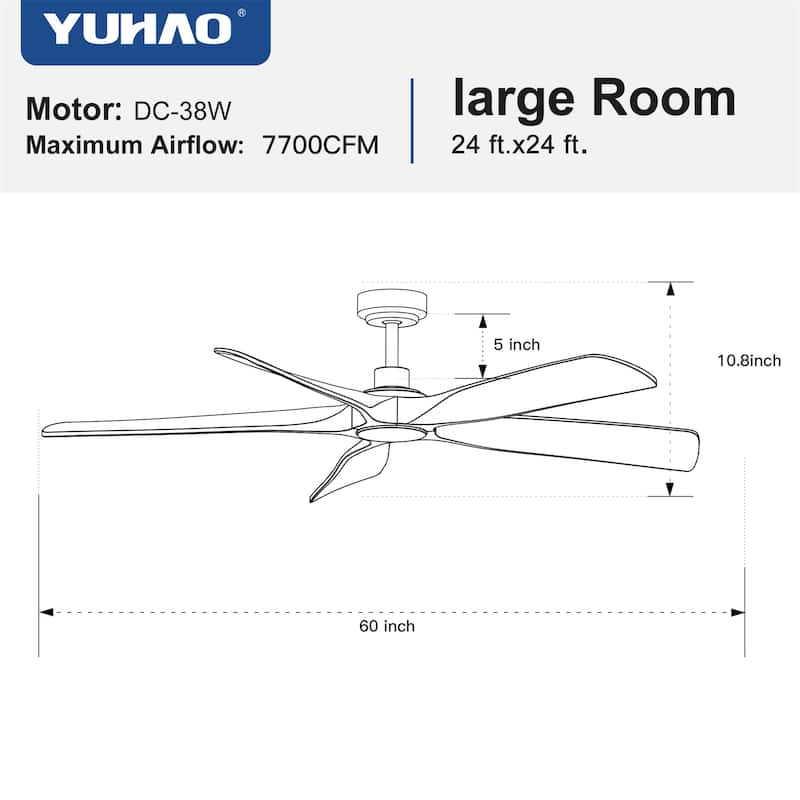 Ceiling Fan with Remote Control without Light