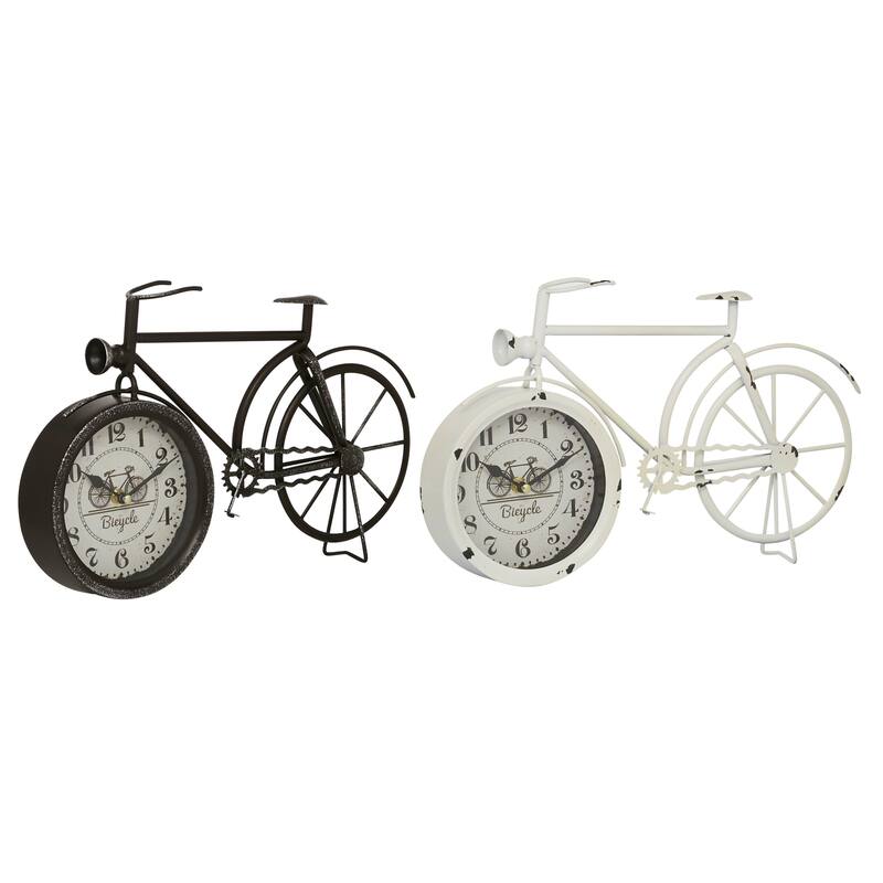 Black Metal Bike Decorative Clock (Set of 2) - 15 x 2 x 9
