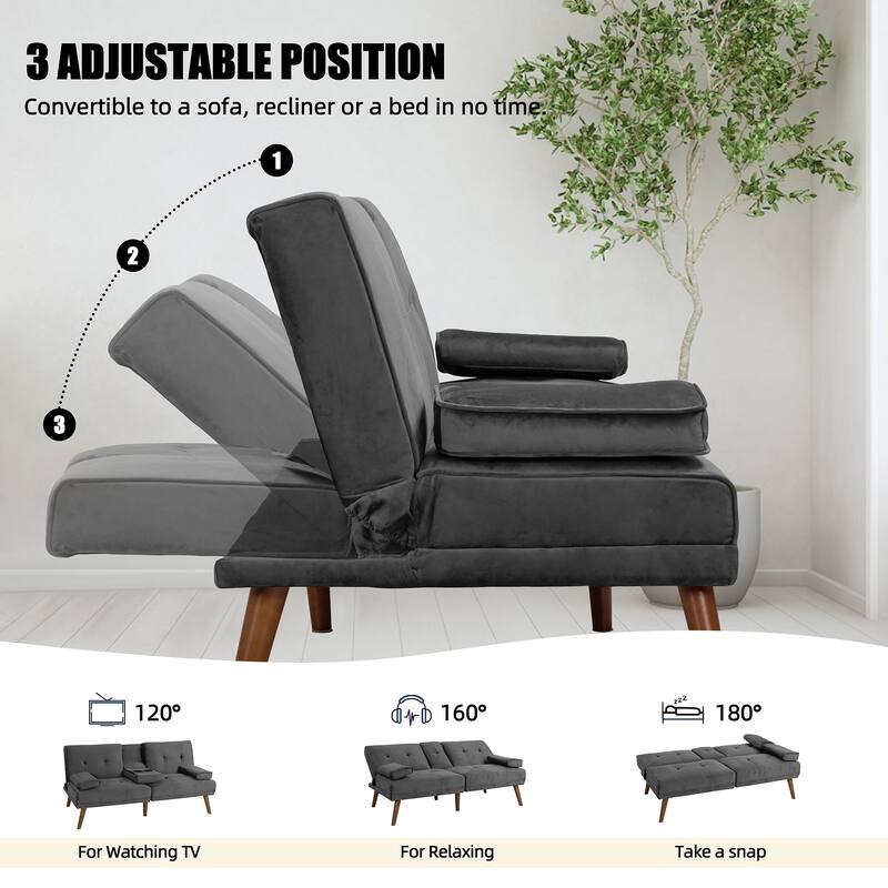 Futzca 60" Small Loveseat, 3 in 1 Cute Convertible Sofa Bed