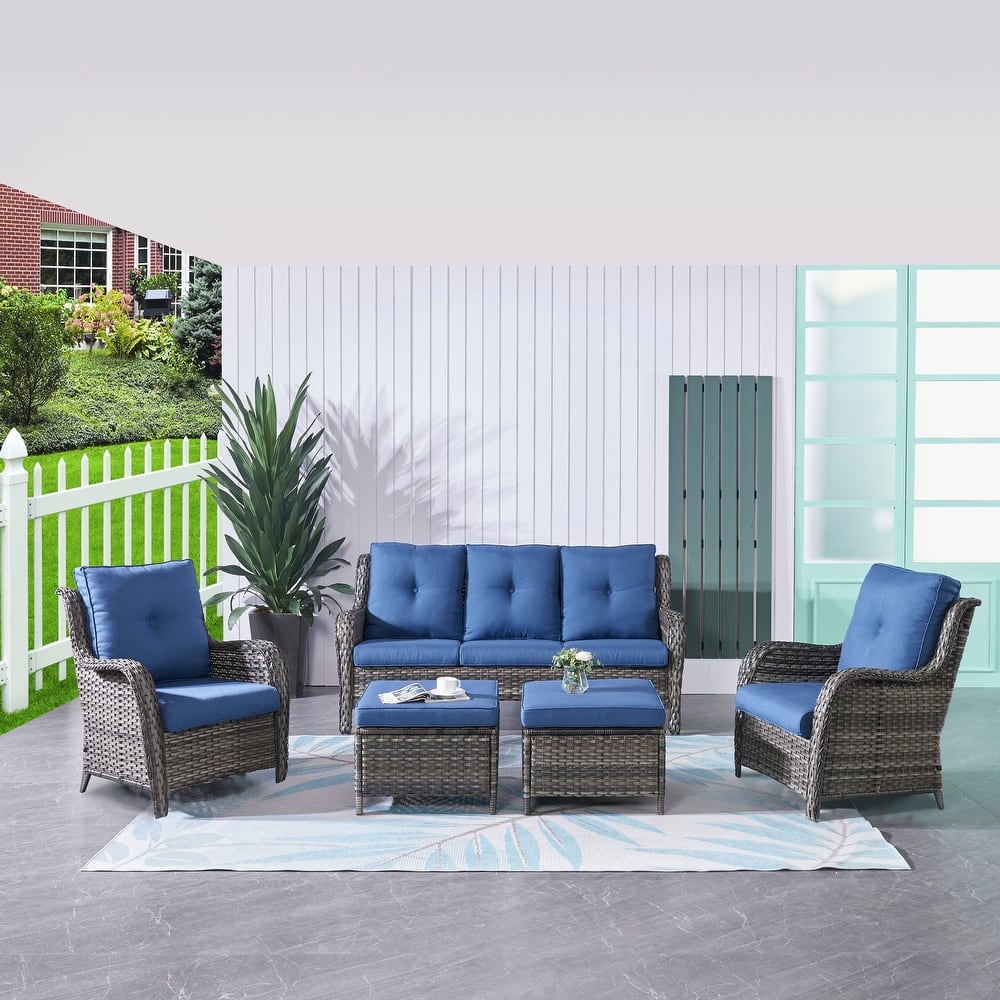 Pocassy 5-Piece Patio Furniture Set with Ottomans