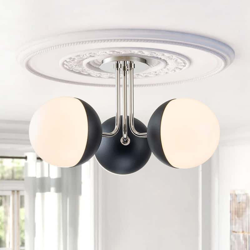 3-Light Opal Glass Globe Sputnik Ceiling Light - 20in