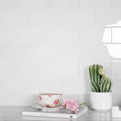 Apollo tile 3" x 6" Colorway Glossy White Glass Tile (5 sq ft/case) - 40 Pack
