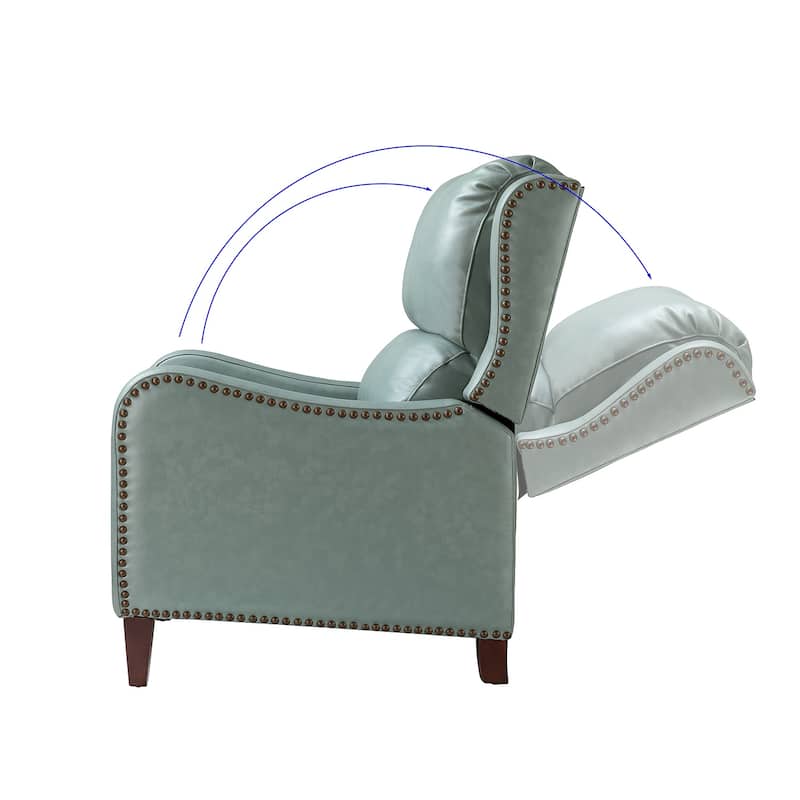 Brigida Cigar Genuine Leather Pushback Recliner with Nailhead Trim by HULALA HOME