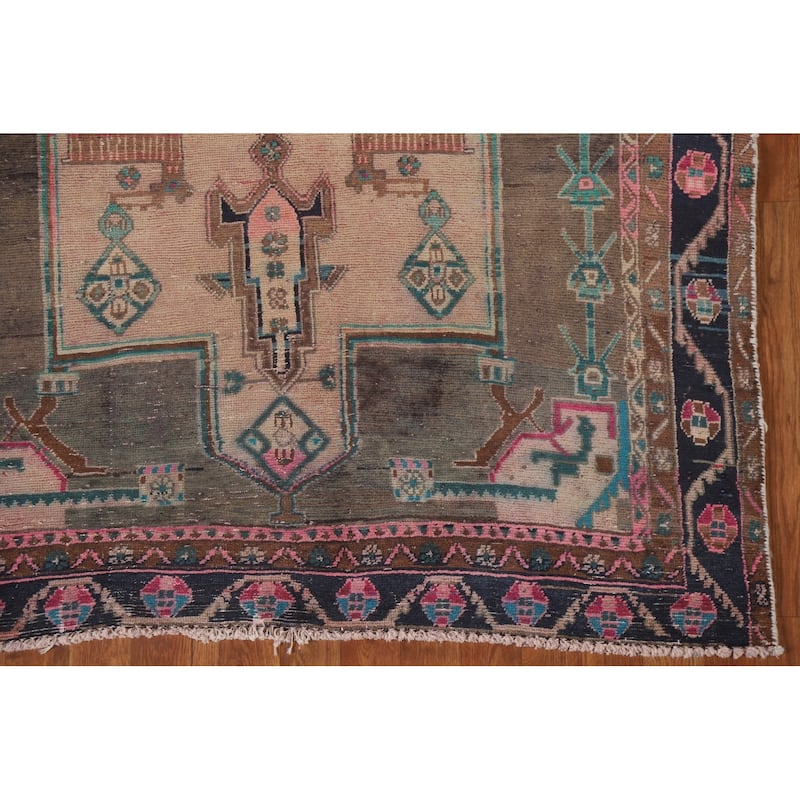 Geometric Ardebil Persian Antique Area Rug Handmade Wool Carpet - 4'8" x 10'4"