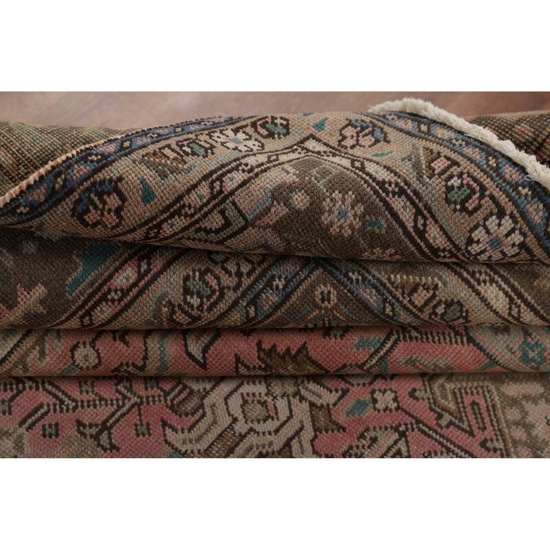 Distressed Pink Tabriz Vintage Persian Rug Hand-Knotted Wool Carpet - 9'2" x 12'8"