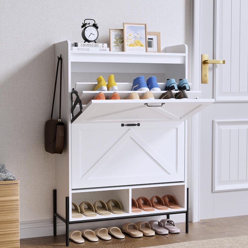 Shoe Cabinet with 2 Flip Drawers - 2 Flip Drawers