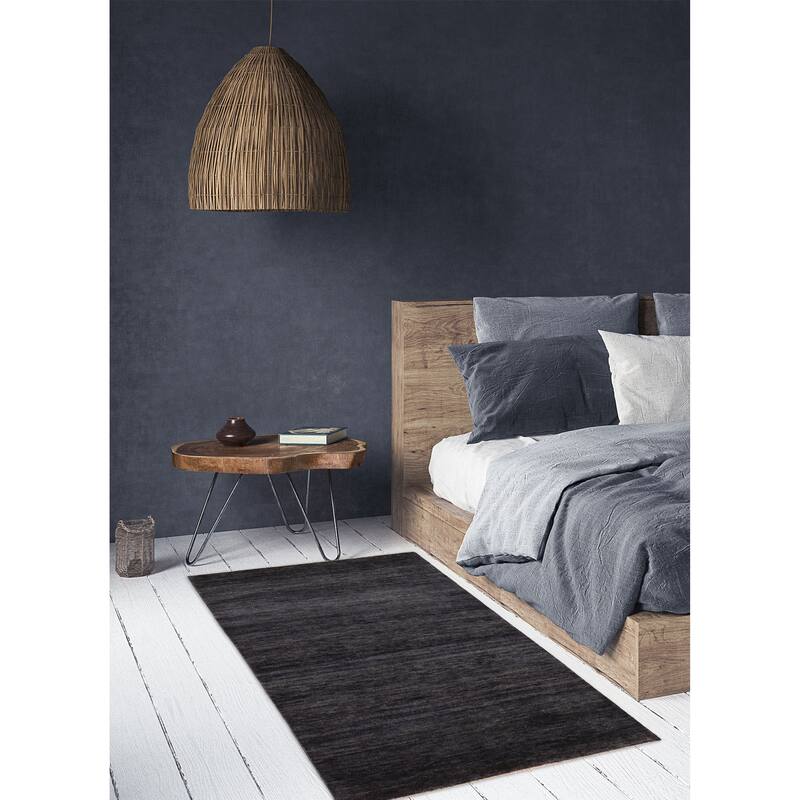 ECARPETGALLERY Hand-knotted Pak Finest Gabbeh Dark Navy Wool Rug - 4'1 x 5'11