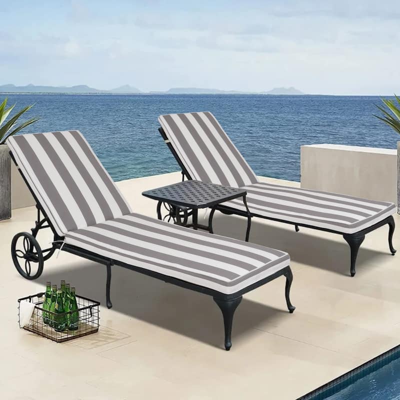 GDFStudio Bula Outdoor Chaise Lounge Cushion with Removable Cover (Set of 2)-ONLY CUSHION - 74.41" x 22.05"