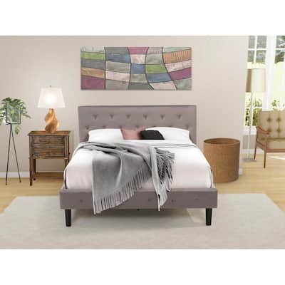 Bedroom Set - 2 Piece Velvet Platform Bed & Nightstand - Button Tufted Design