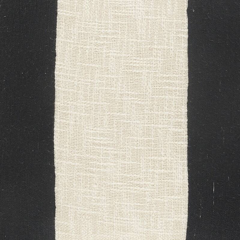 20" Off-White and Black Striped Pattern Square Throw Pillow with Fringe