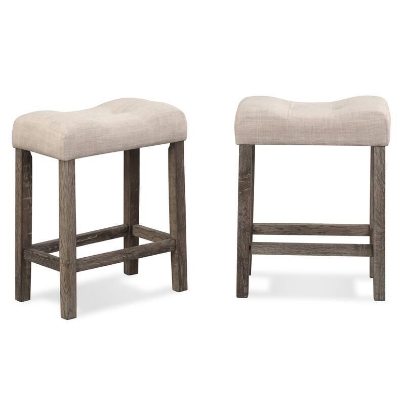 Button Tufted Counter Height Saddle Stool (Set of 2)