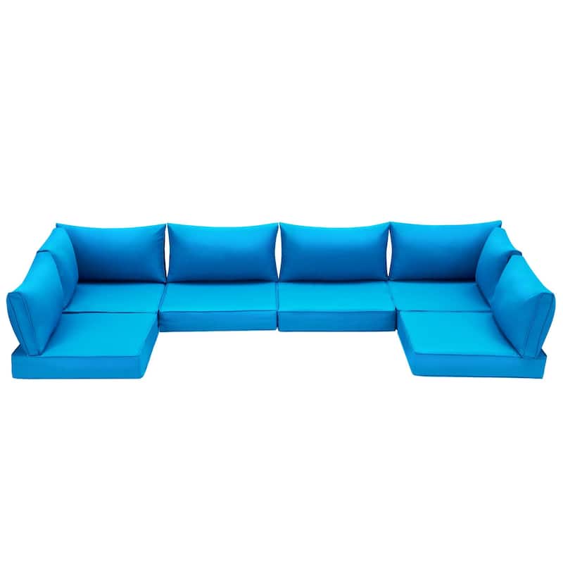 Outdoor Replacement Cushions for Patio Furniture, Waterproof & Non-Slip 4" Sofa Cushions, 6-Seat Conversation Sets, UV-Resistant - Sky Blue