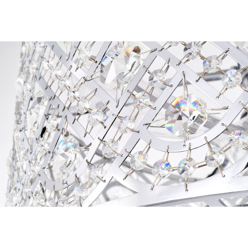 Alexia 24 Inch Chrome Finish Modern Glam Style Crystal Ceiling Lighted Fandelier with Remote