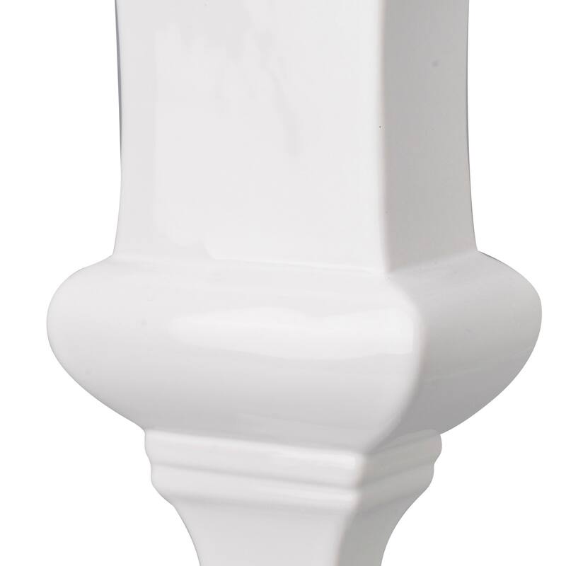 14 Inch Decorative Ceramic Vase, Artistic Turned Urn, White and Gold Rim