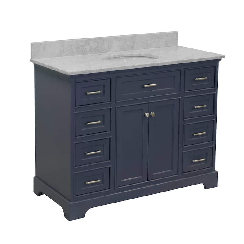 KitchenBathCollection Aria 48" Bathroom Vanity with Carrara Marble Top