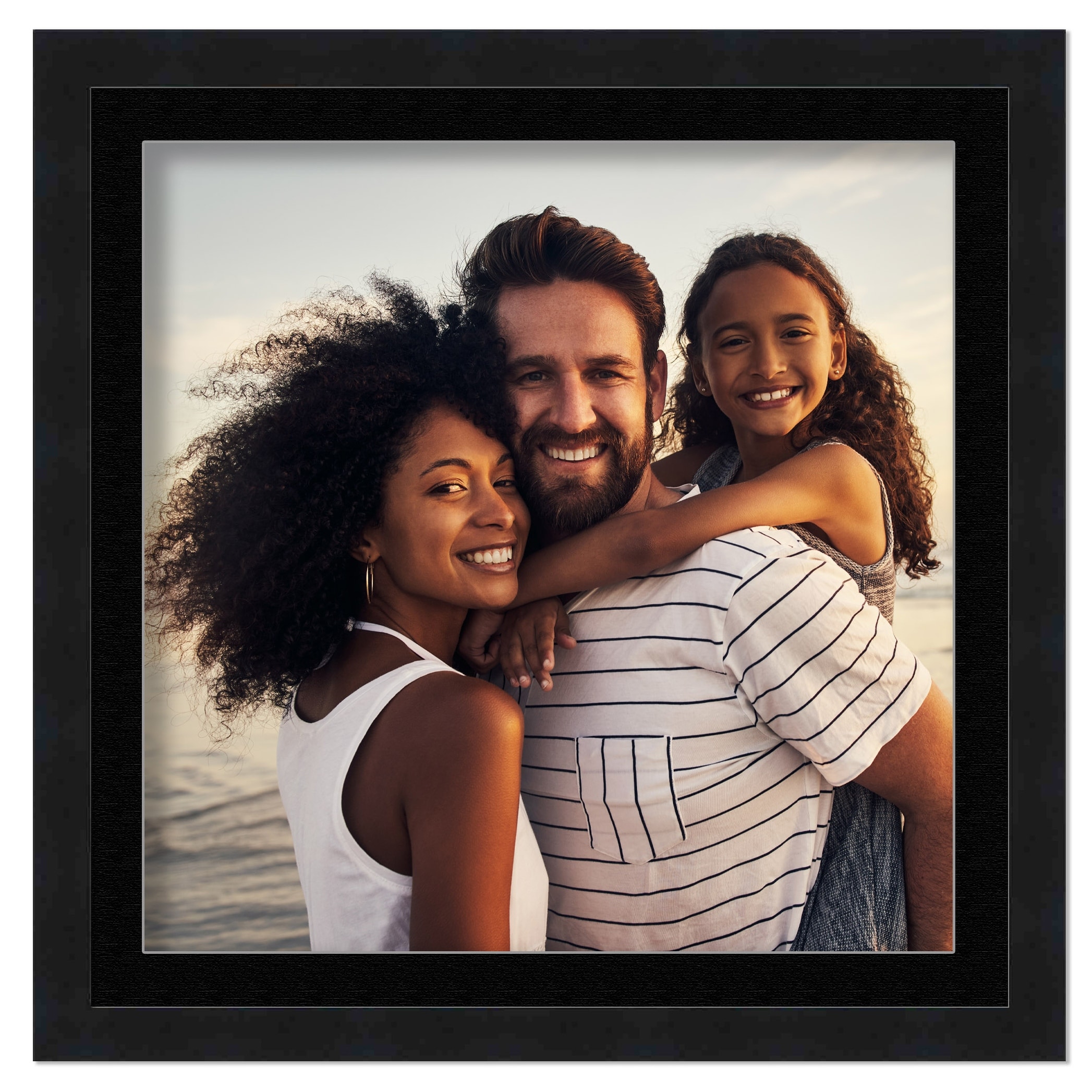 9x9 Frame with Mat - Black 12x12 Frame Wood Made to Display Print or Poster Measuring 9 x 9 Inches with Black Photo Mat