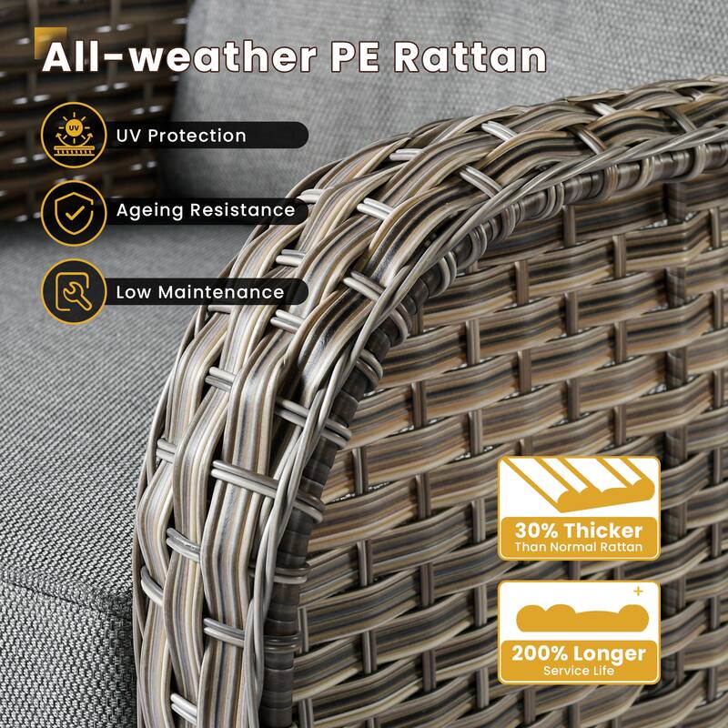 XIZZI 7-Piece Outdoor Patio Furniture Conversation Set with Ottomans