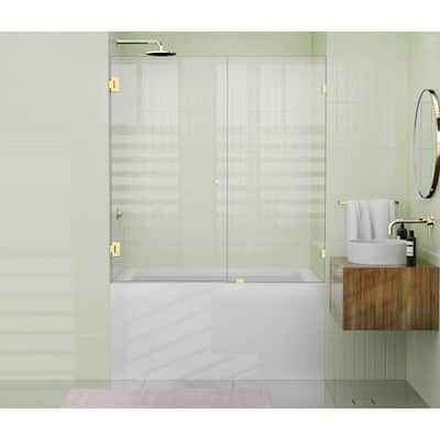 Glass Warehouse 58.25" x 54" Frameless Shower Bath Door - Wall Hinge
