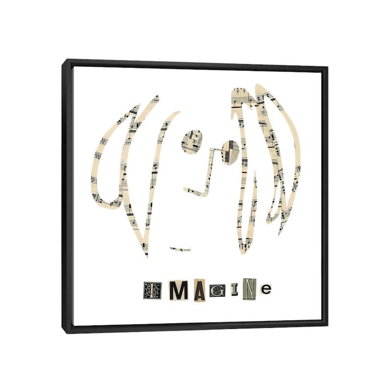 iCanvas "Imagine John Lennon" by Paper Cutz Framed Canvas Print - Black - 18x18