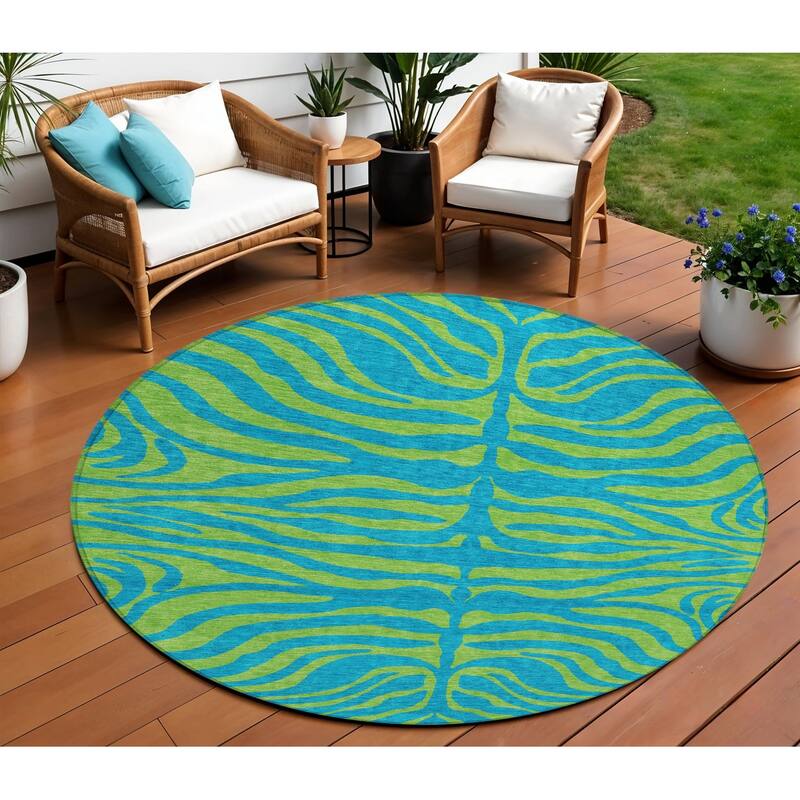 HomeRoots Animal Print Transitional Rectangle Outdoor Rug - 8' Round