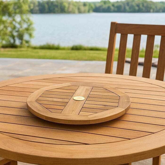 Nordic Teak Natural Lazy Susan (With Umbrella Hole) - 24" - 24" x 24" - 24" x 24"