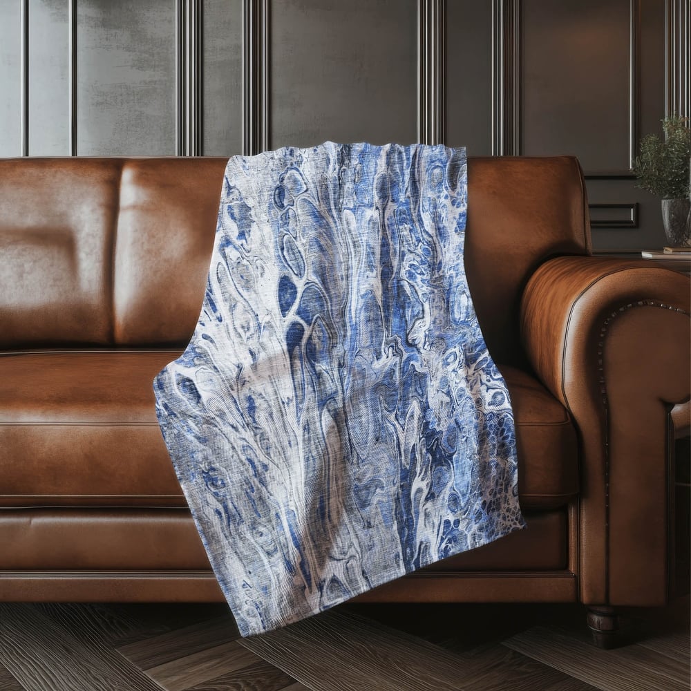Premium Machine Washable Abstract Watercolor Sherpa Throw Blanket