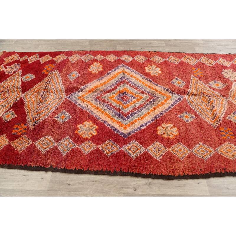 Tribal Moroccan Oriental Area Rug Wool Handmade Bedroom Carpet - 5'1" x 11'1"