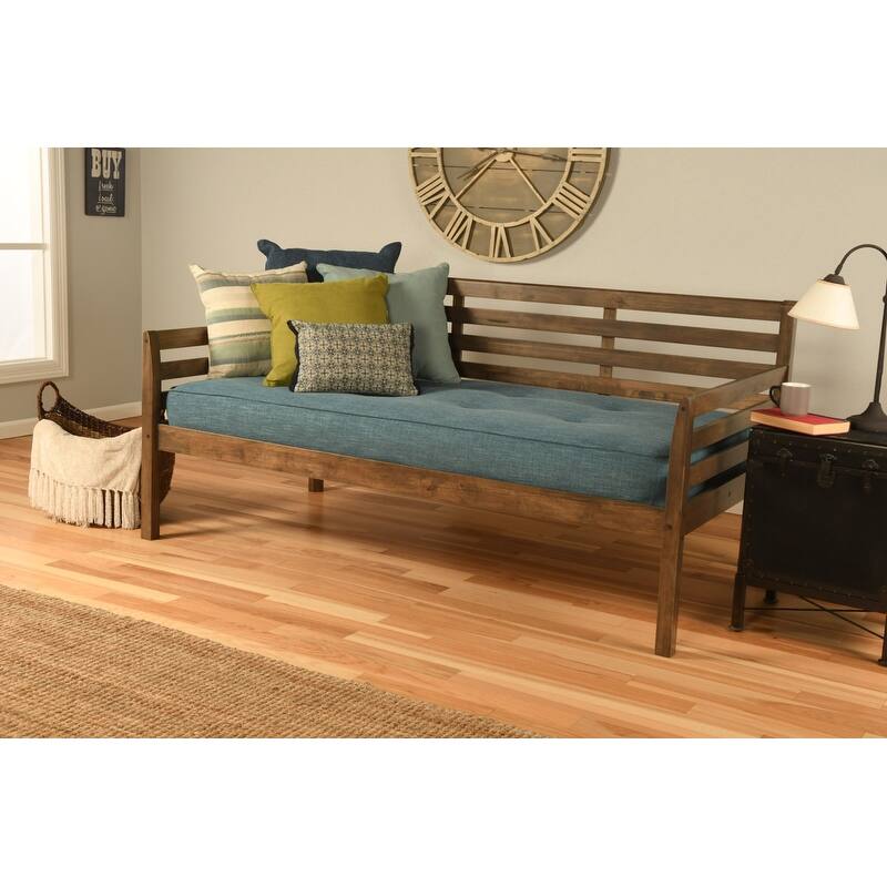 Copper Grove Kutaisi Daybed with Linen Aqua Mattress - rustic walnut