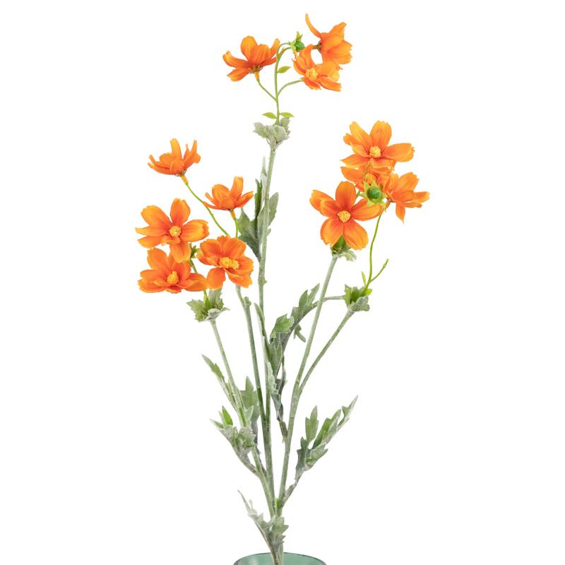 Baby Cosmos Artificial Silk Floral Spray - 27.5" - Orange