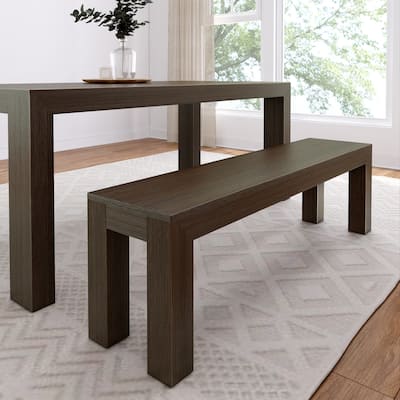 Plank and Beam Solid Wood Modern Dining Bench - 61"