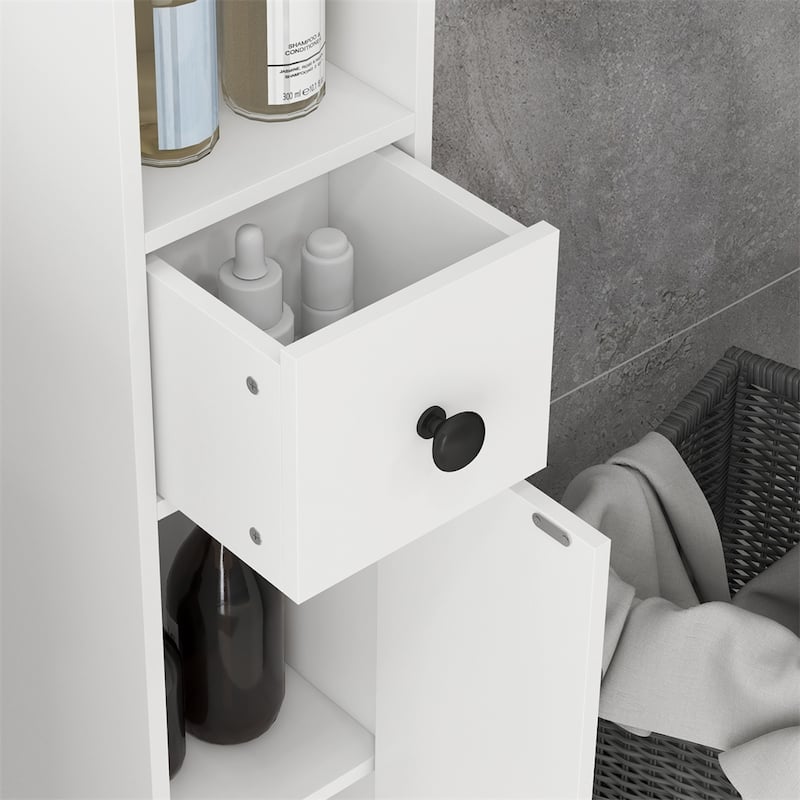 Tall Bathroom Storage Cabinet,Narrow Toilet Cabinet，Adjustable Shelves