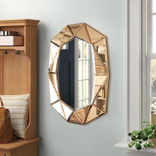 3D Modern Wall Mirror w/ Beveled Edge Frame Geometric Mirror