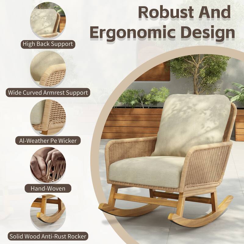 Christopher Knight Home - Outdoor Seating Set PE Rattan Rocking Chair