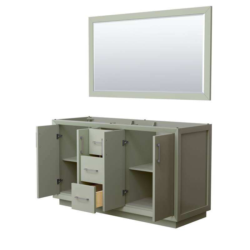 Strada 60-Inch Double Vanity Cabinet, 58-Inch Mirror