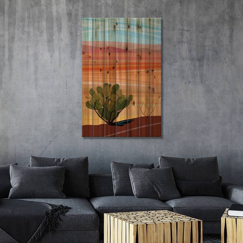 Mojave Desert, Vertical Print On Wood by Charles Harker - Multi-Color