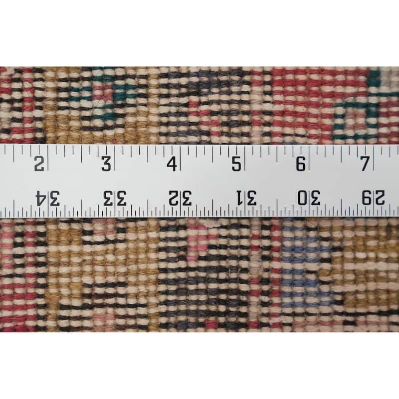 Hand Knotted Oriental 100% Wool Carpet Traditional Geometric Oranges & Rust Heriz Runner Rug - 9' 8'' X 3' 2''