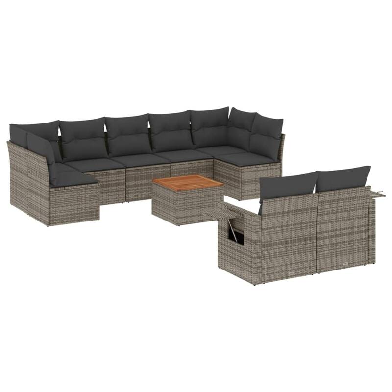 vidaXL Garden Sofa Set with Cushions Outdoor Sofa Set Corner Seat Poly Rattan