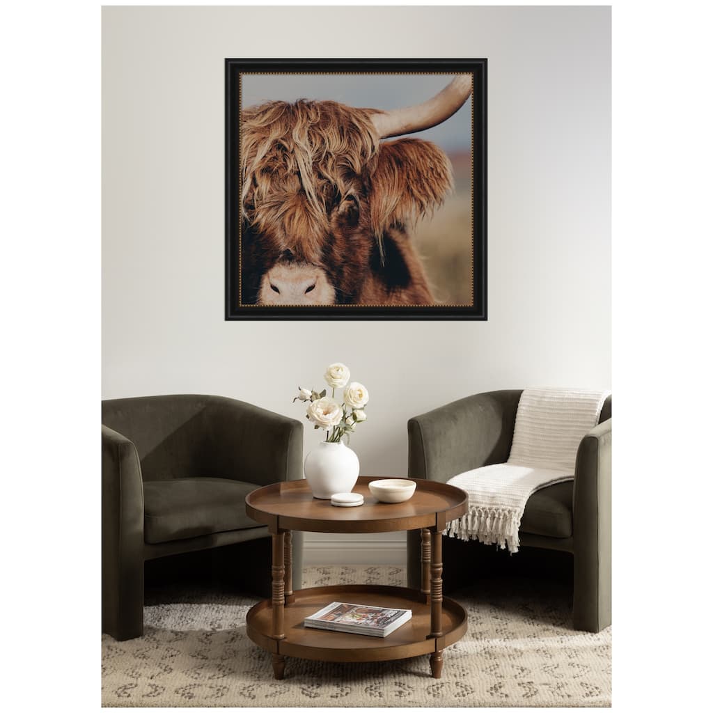 Kate and Laurel Nosy Highland by Laura Evans Framed Wall Art Print