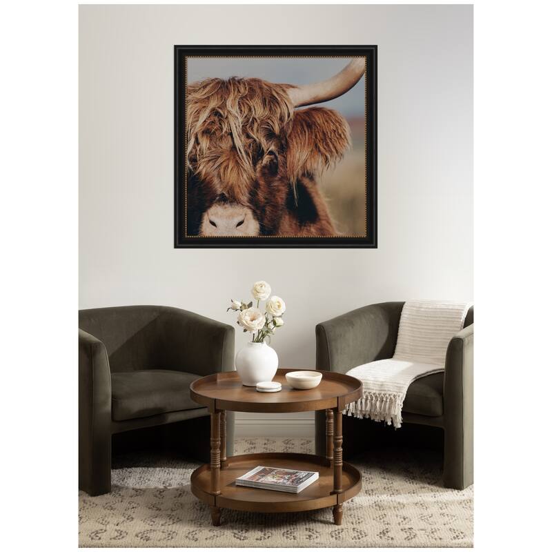 Kate and Laurel Nosy Highland by Laura Evans Framed Wall Art Print