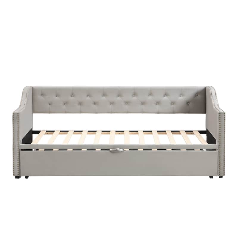 Twin Size Upholstered daybed with Pop Up Trundle