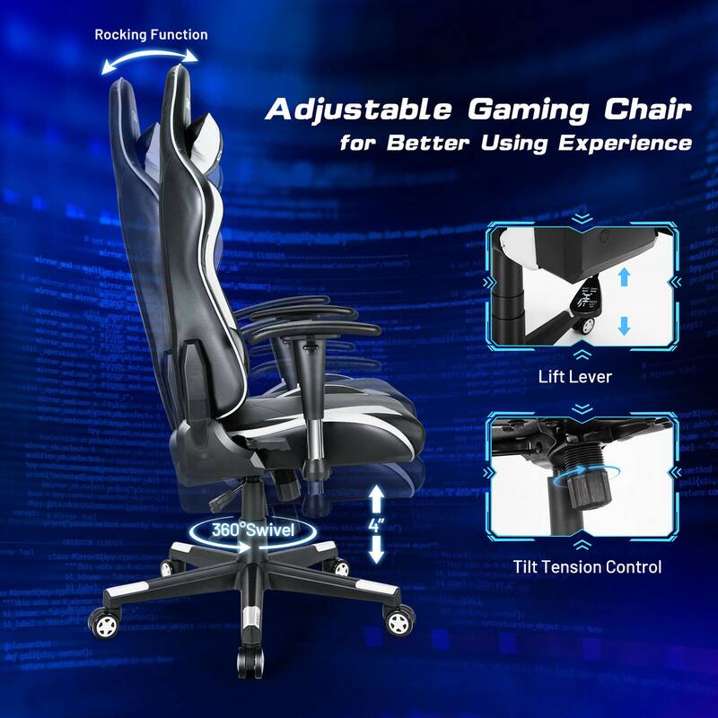 Gymax Gaming Chair Adjustable Swivel Racing Style Computer Office - See Details