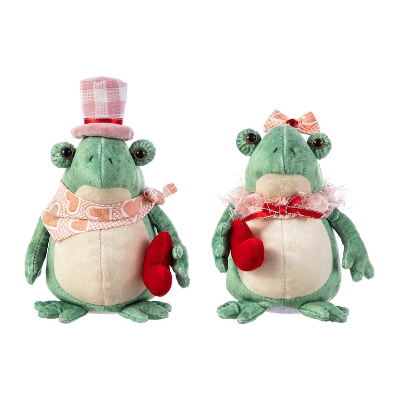 Glitzhome Set of 2 Valentine's Frog Couple Figurine Table Decor