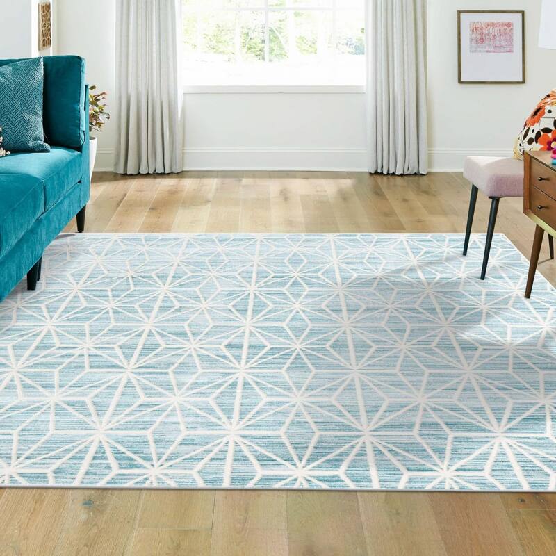 Contemporary Richye Collection Area Rug - Blue - 7'10" Square