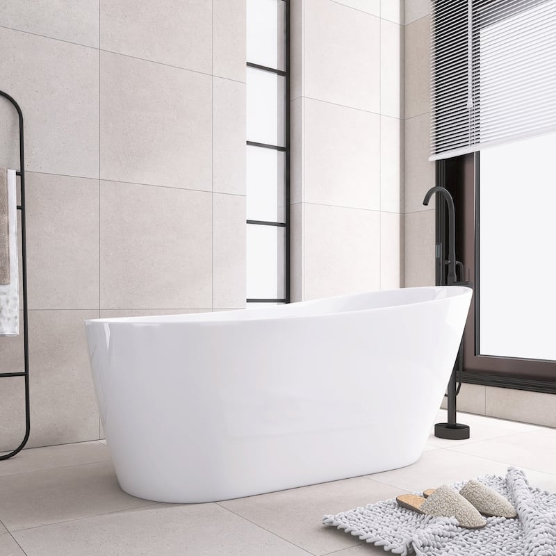 55"/59"/63"/67" Acrylic Freestanding Soaking Bathtub with Drain
