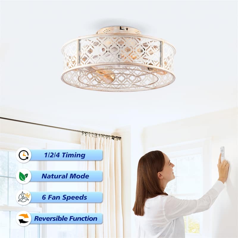 20" Flower Style Iron Ceiling Fans with Remote Control, NOT Included Bulbs